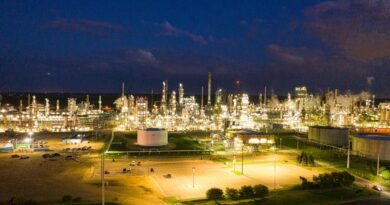 illuminated industrial buildings