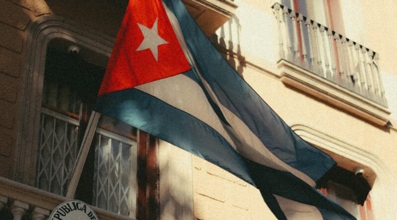 flag of cuba on balcony