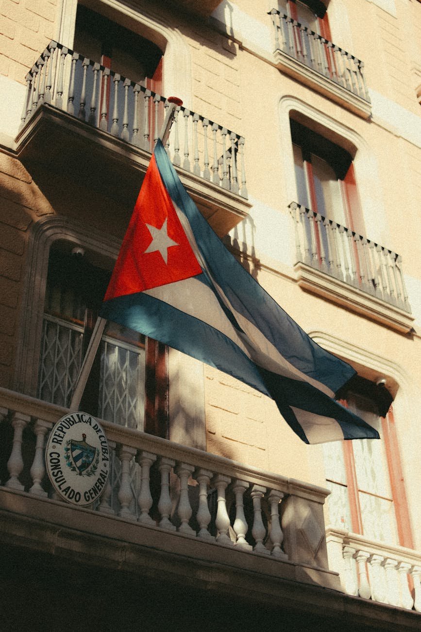 flag of cuba on balcony