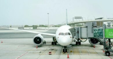 white airplane on the airport