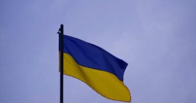 ukrainian flag waving against clear sky
