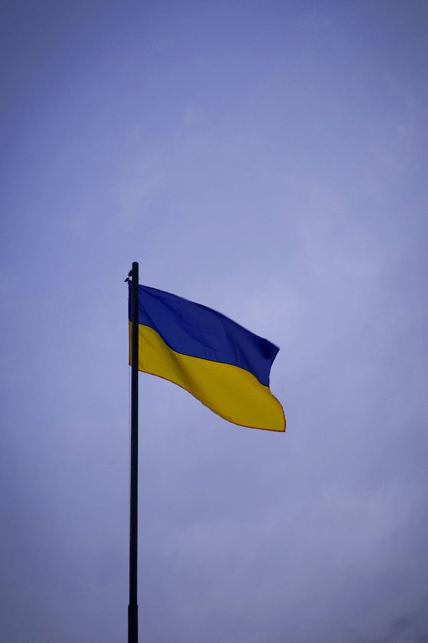 ukrainian flag waving against clear sky
