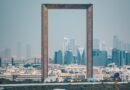 dubai frame with city skyline in background