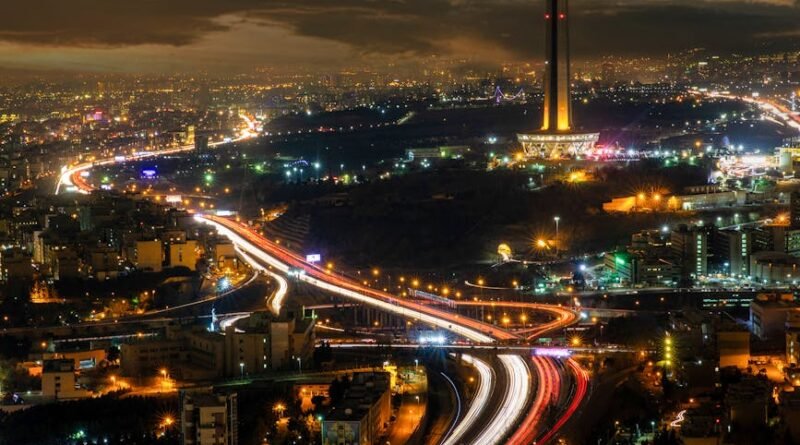 vibrant night view of milad tower tehran