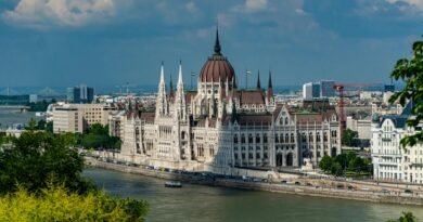 budapest parliament building overlooking danube river