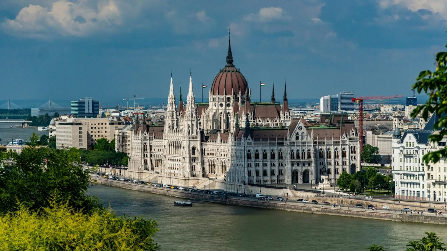 budapest parliament building overlooking danube river