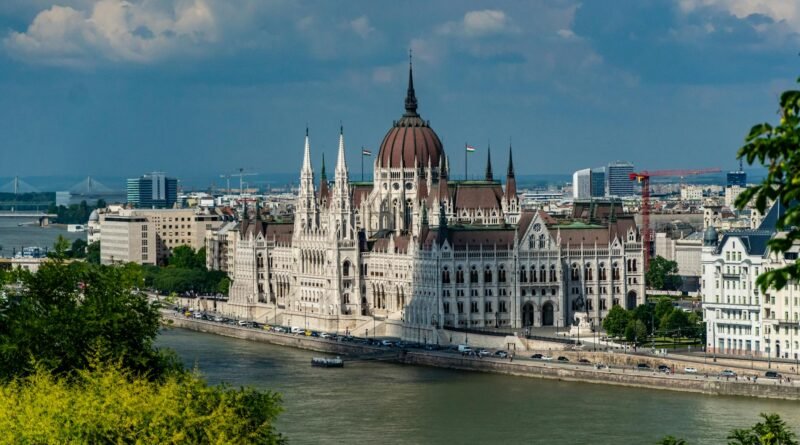 budapest parliament building overlooking danube river