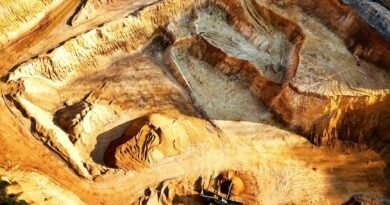 aerial view of open pit mining operation