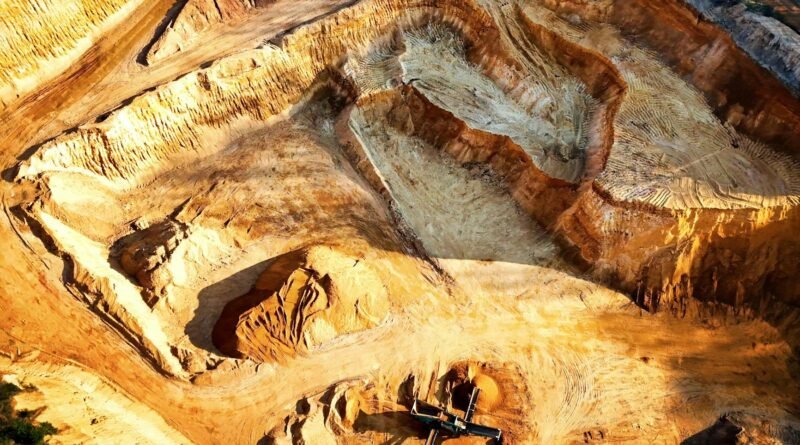 aerial view of open pit mining operation