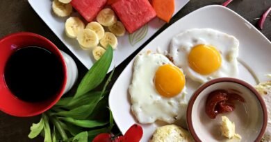 delicious breakfast spread with fresh fruits