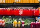 vibrant display of assorted juice bottles