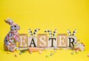 easter decoration on a yellow background