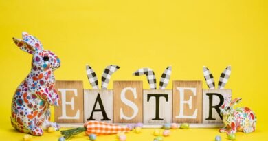 easter decoration on a yellow background