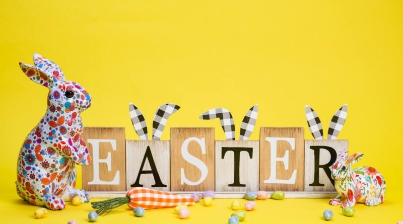 easter decoration on a yellow background