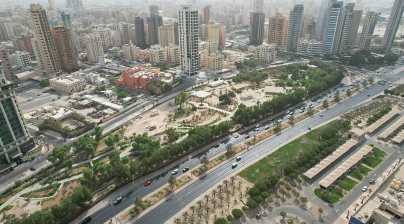aerial shot of concrete buildings in the city