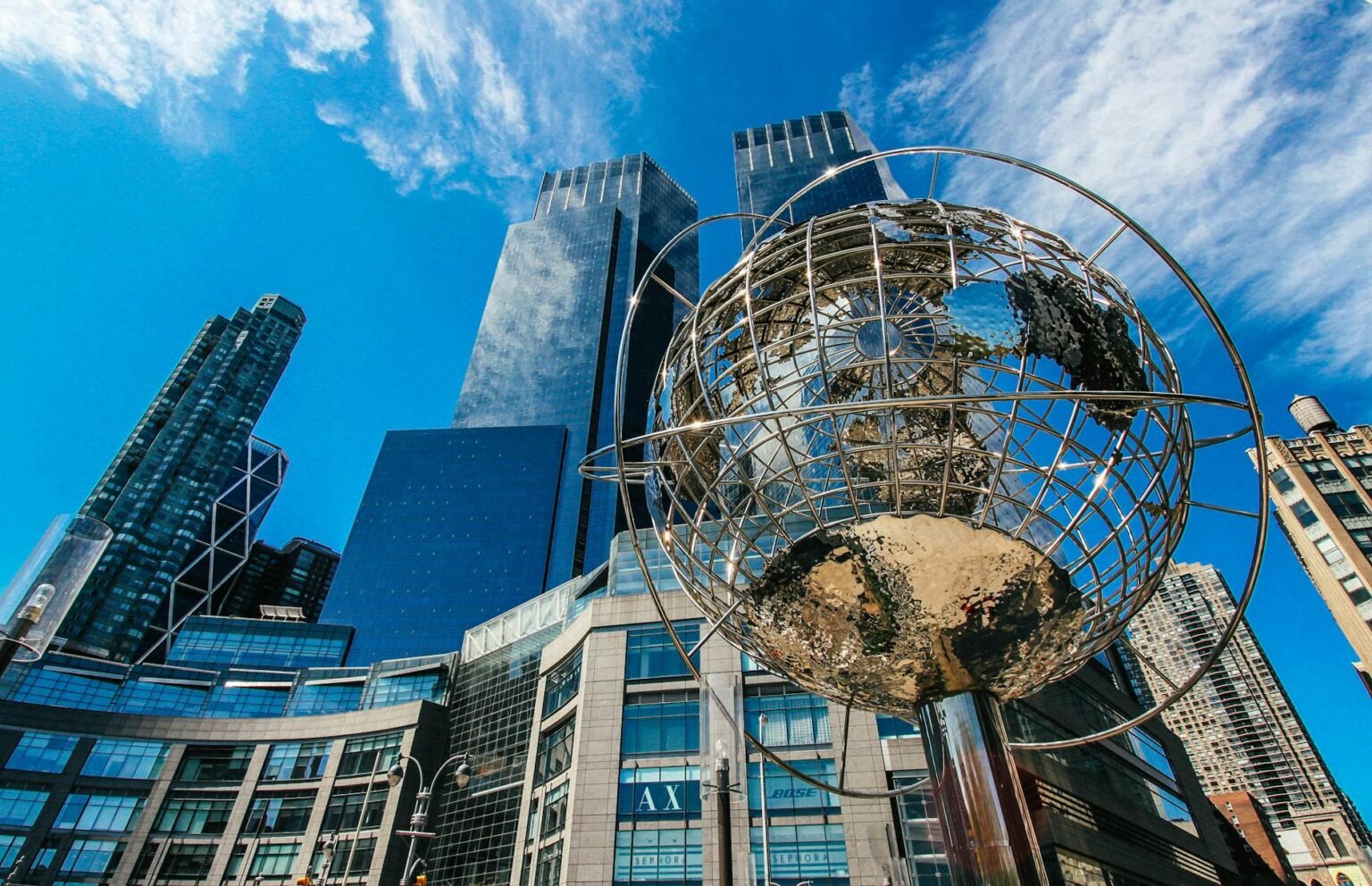 globe and skyscrapers