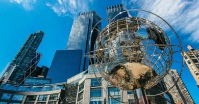 globe and skyscrapers