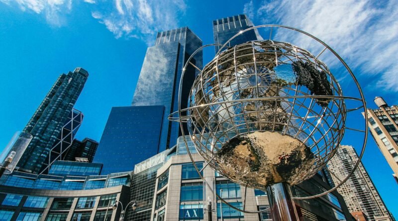globe and skyscrapers