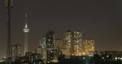 night skyline of tehran featuring milad tower