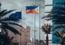 philippine and sm flags in urban setting