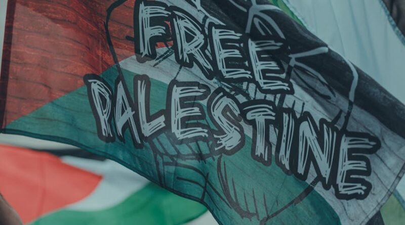 close up of palestinian flags