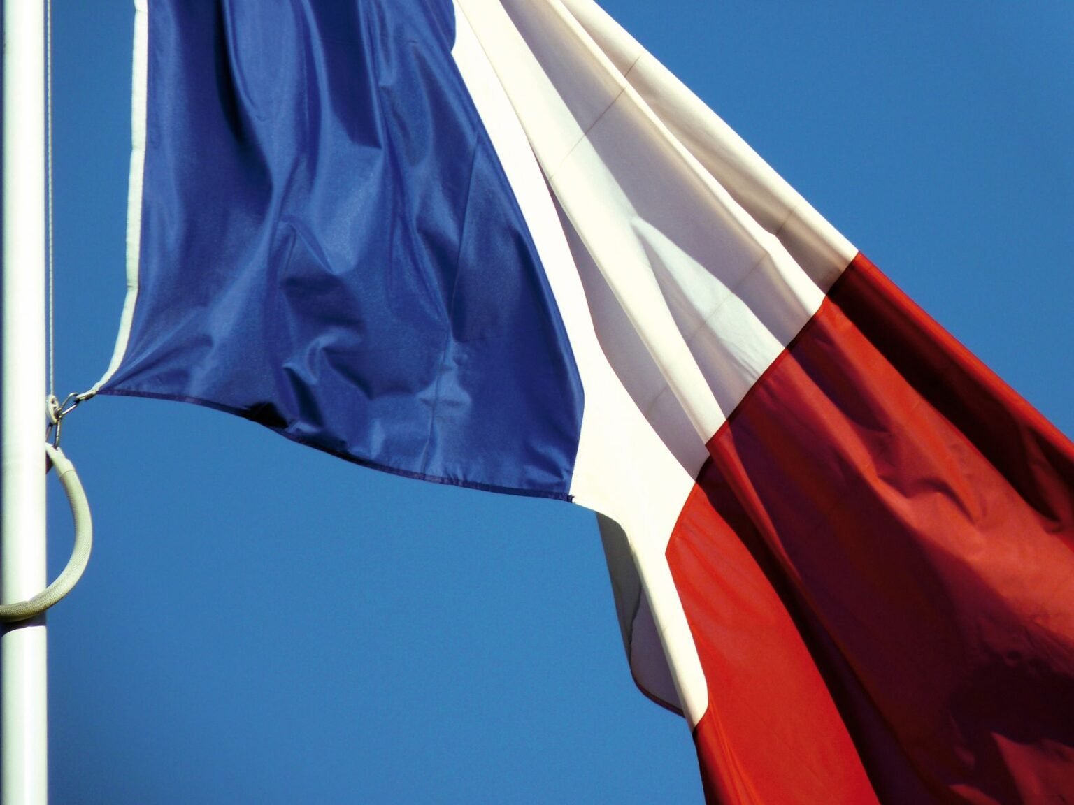 close up shot of the flag of france