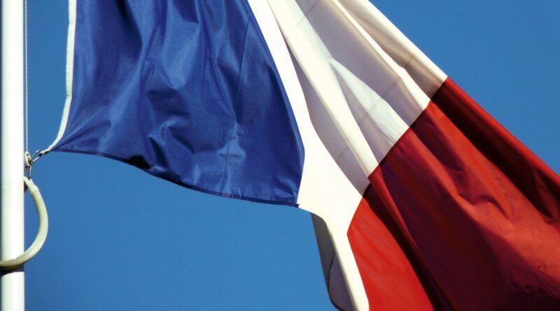 close up shot of the flag of france