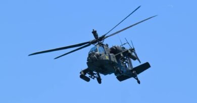 military helicopter in flight