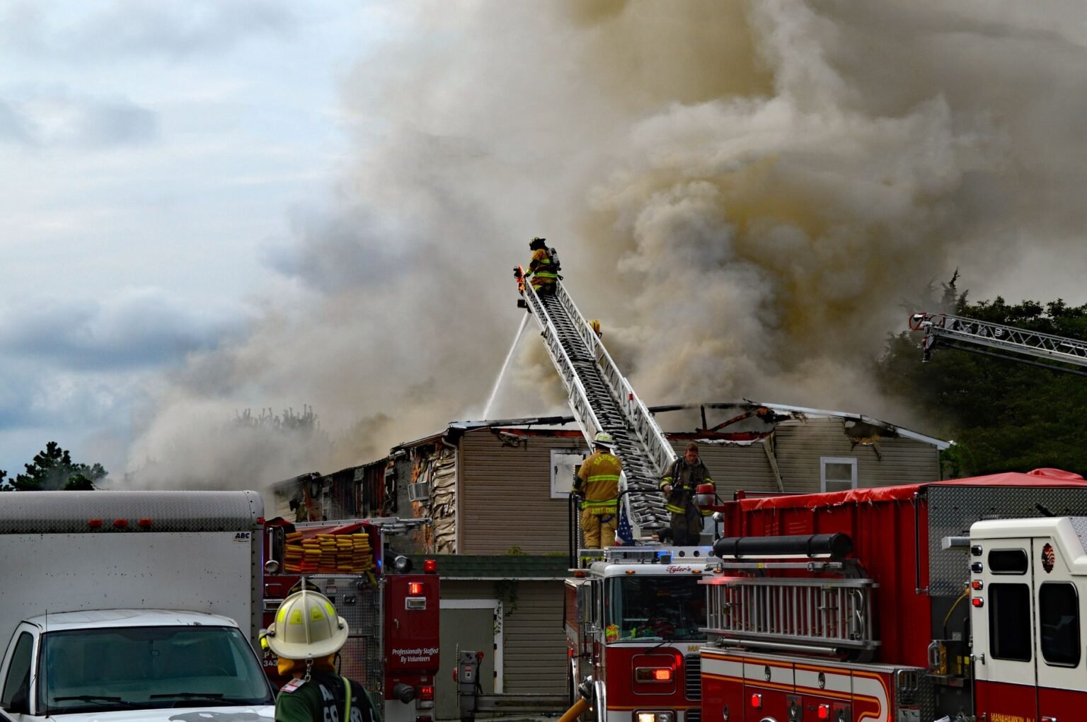 firemen extinguishing the fire