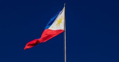 flag on flagpole against cloudless sky