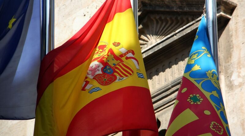 close up of flags on the background of a building