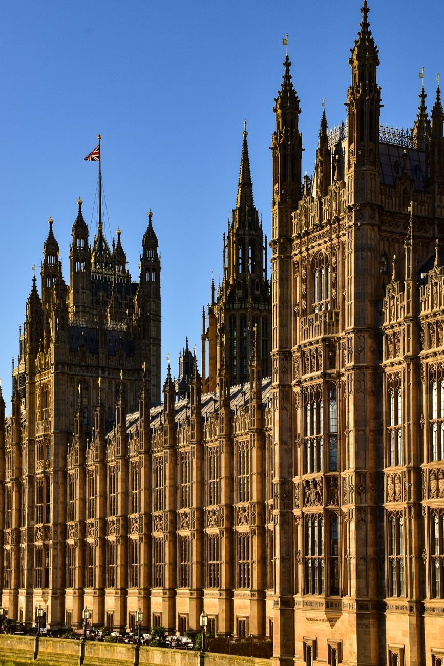 westminster palace under a clear blue sky
