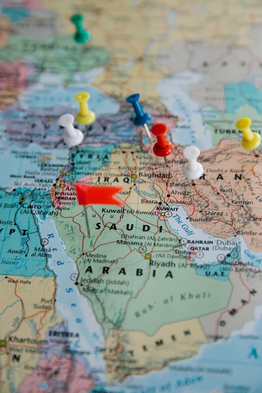 pins on a world map