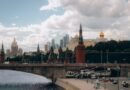 road along river and city skyline in moscow