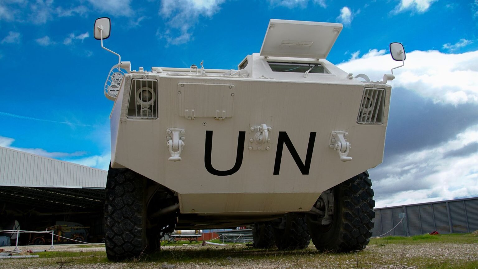 un armored vehicle at deployment site in madrid
