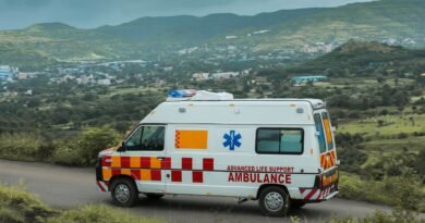 14 Newborns Killed in Fire at Pakistan’s PIMS Hospital in Islamabad a white ambulance on the road