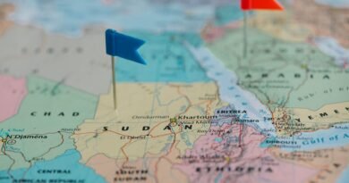 Sudanese Army Drone Strike on Darfur Civil Court Kills at Least 35 blue and red tiny flags on map