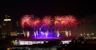 spectacular fireworks over jakarta stadium